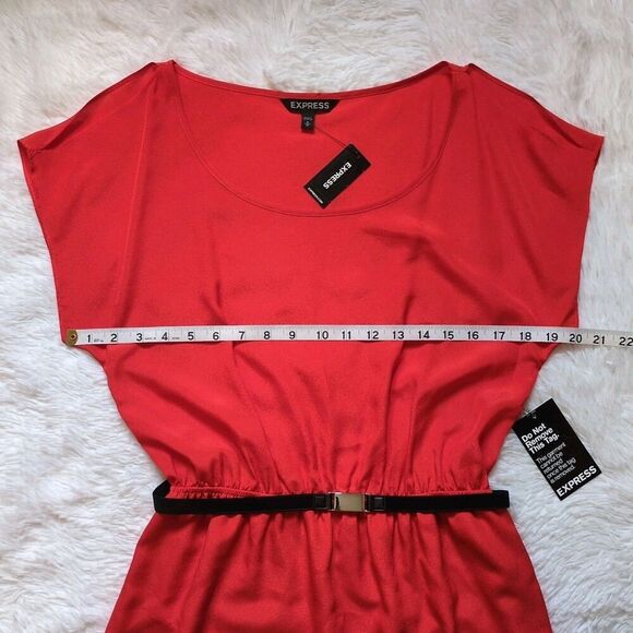 Express Red Mini Dress with belt NWT Size Medium - Picture 11 of 12